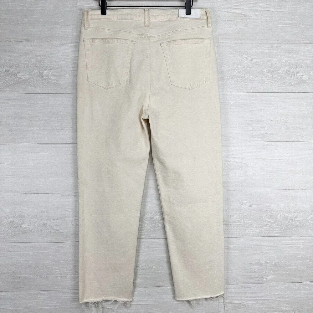 RE/DONE High Rise Stove Pipe Jeans Size 31 Vintage White Comfort Stretch Raw Hem